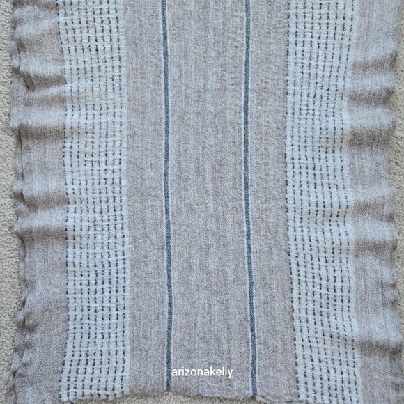 Laraib Cashmere Woven Scarf Natural Earthy Made in Nepal - Picture 4 of 16
